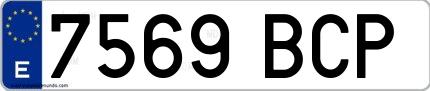 Ejemplo de matrícula española 7569 BCP