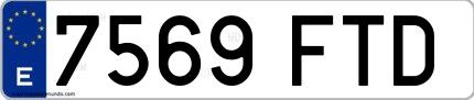 Ejemplo de matrícula española 7569 FTD