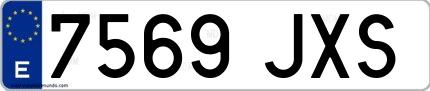 Ejemplo de matrícula de coche ordinaria 7569 JXS