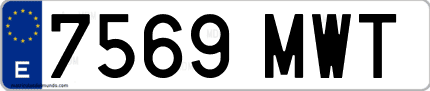 Ejemplo de matrícula de coche ordinaria 7569 MWT