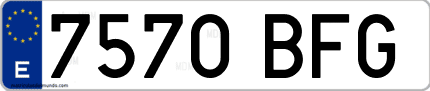 Ejemplo de matrícula de coche ordinaria 7570 BFG