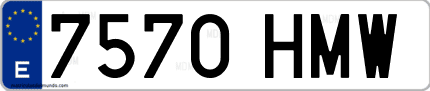 Ejemplo de matrícula de coche ordinaria 7570 HMW