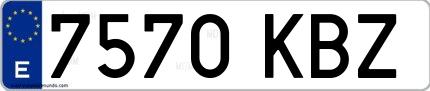 Ejemplo de matrícula española 7570 KBZ