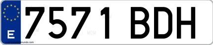 Ejemplo de matrícula española 7571 BDH