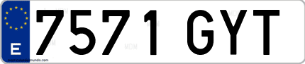 Ejemplo de matrícula de coche ordinaria 7571 GYT