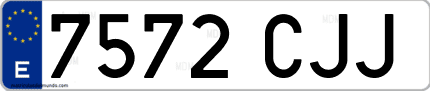 Ejemplo de matrícula de coche ordinaria 7572 CJJ