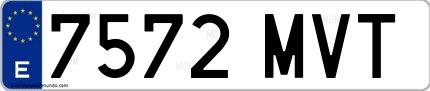 Ejemplo de matrícula española 7572 MVT