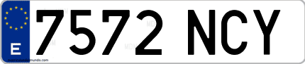 Ejemplo de matrícula de coche ordinaria 7572 NCY