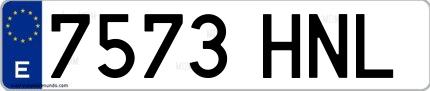 Ejemplo de matrícula española 7573 HNL