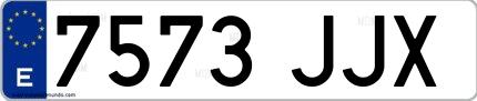 Ejemplo de matrícula española 7573 JJX