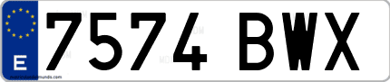 Ejemplo de matrícula de coche ordinaria 7574 BWX