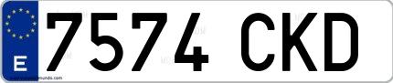 Ejemplo de matrícula española 7574 CKD