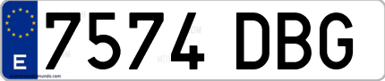 Ejemplo de matrícula de coche ordinaria 7574 DBG
