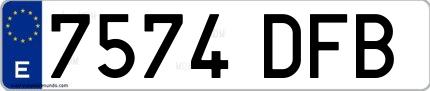 Ejemplo de matrícula española 7574 DFB