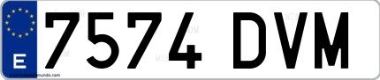 Ejemplo de matrícula española 7574 DVM