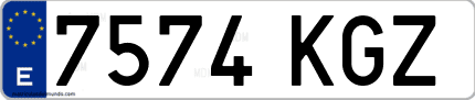 Ejemplo de matrícula de coche ordinaria 7574 KGZ