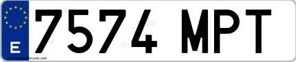 Ejemplo de matrícula española 7574 MPT