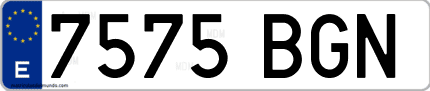 Ejemplo de matrícula de coche ordinaria 7575 BGN