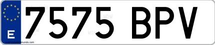 Ejemplo de matrícula española 7575 BPV