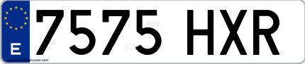 Ejemplo de matrícula de coche ordinaria 7575 HXR
