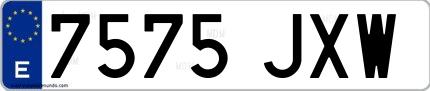 Ejemplo de matrícula española 7575 JXW