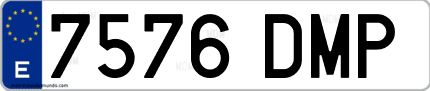 Ejemplo de matrícula de coche ordinaria 7576 DMP