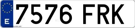 Ejemplo de matrícula española 7576 FRK