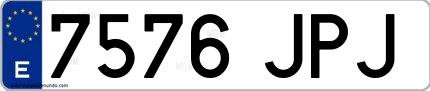 Ejemplo de matrícula española 7576 JPJ
