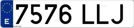 Ejemplo de matrícula española 7576 LLJ