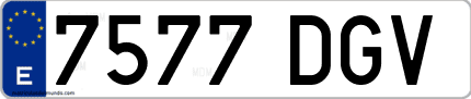 Ejemplo de matrícula de coche ordinaria 7577 DGV