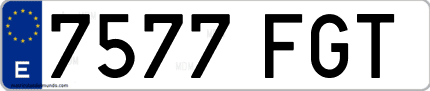 Ejemplo de matrícula de coche ordinaria 7577 FGT