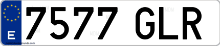 Ejemplo de matrícula de coche ordinaria 7577 GLR