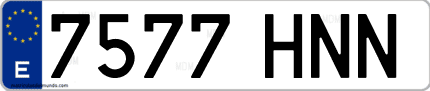 Ejemplo de matrícula de coche ordinaria 7577 HNN