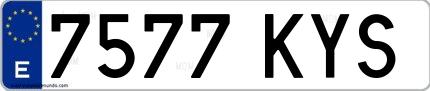 Ejemplo de matrícula española 7577 KYS