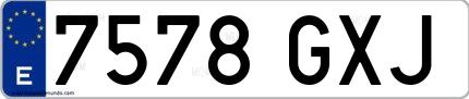 Ejemplo de matrícula española 7578 GXJ