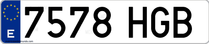 Ejemplo de matrícula de coche ordinaria 7578 HGB
