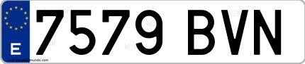 Ejemplo de matrícula de coche ordinaria 7579 BVN