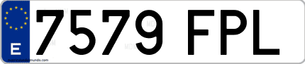 Ejemplo de matrícula de coche ordinaria 7579 FPL