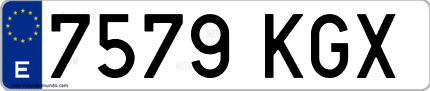 Ejemplo de matrícula de coche ordinaria 7579 KGX