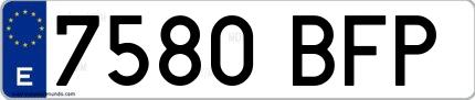 Ejemplo de matrícula española 7580 BFP
