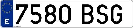 Ejemplo de matrícula española 7580 BSG