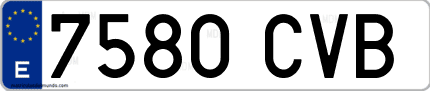 Ejemplo de matrícula de coche ordinaria 7580 CVB