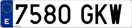 Ejemplo de matrícula española 7580 GKW