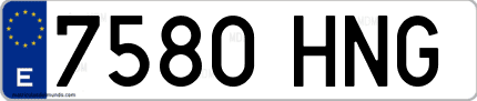 Ejemplo de matrícula de coche ordinaria 7580 HNG