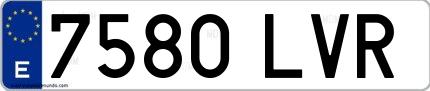 Ejemplo de matrícula de coche ordinaria 7580 LVR