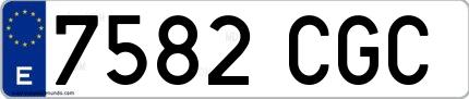 Ejemplo de matrícula española 7582 CGC