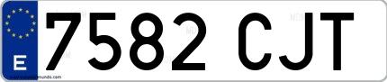 Ejemplo de matrícula española 7582 CJT