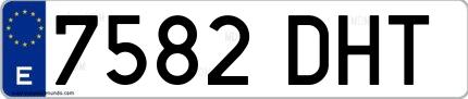 Ejemplo de matrícula española 7582 DHT