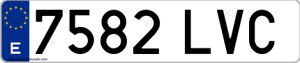Ejemplo de matrícula de coche ordinaria 7582 LVC