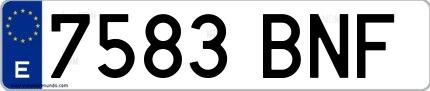 Ejemplo de matrícula española 7583 BNF